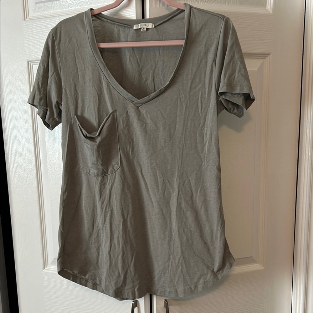 Women's V-Neck Gray Top